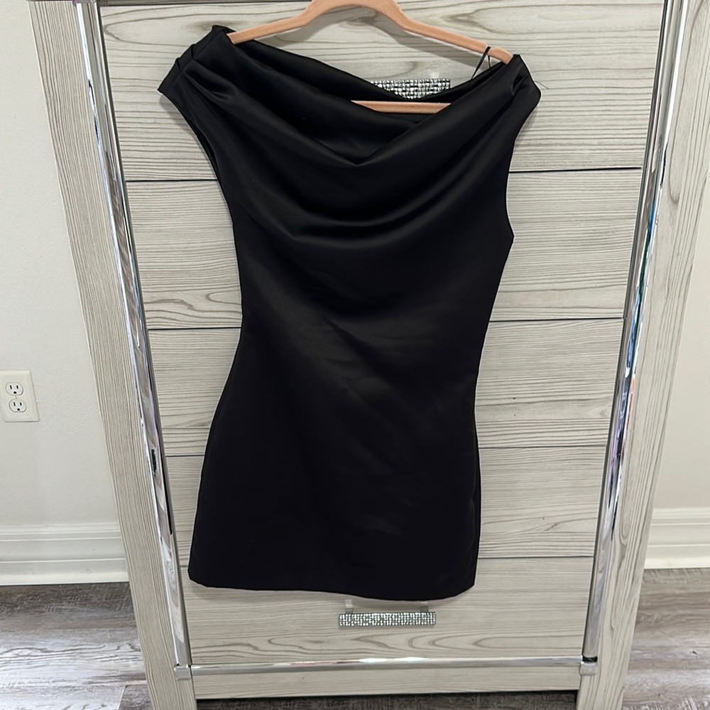 Zara satin off the shoulder dress